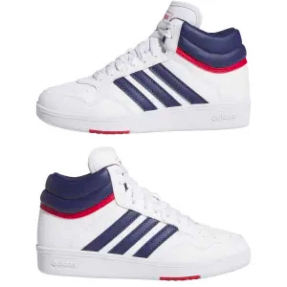 adidas Kids White Navy and Red High-Top Sneakers